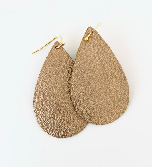 Taupe Tear Drop Ear Rings w/Beautiful Shimmery Reverse