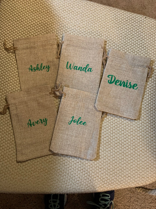 Burlap Personalized Gift Card Bag