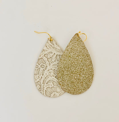 Lace Tear Drop Reversible Ear Rings