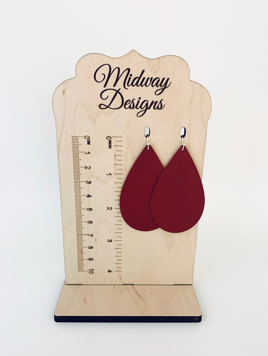 Leather Deep Red Ear Rings